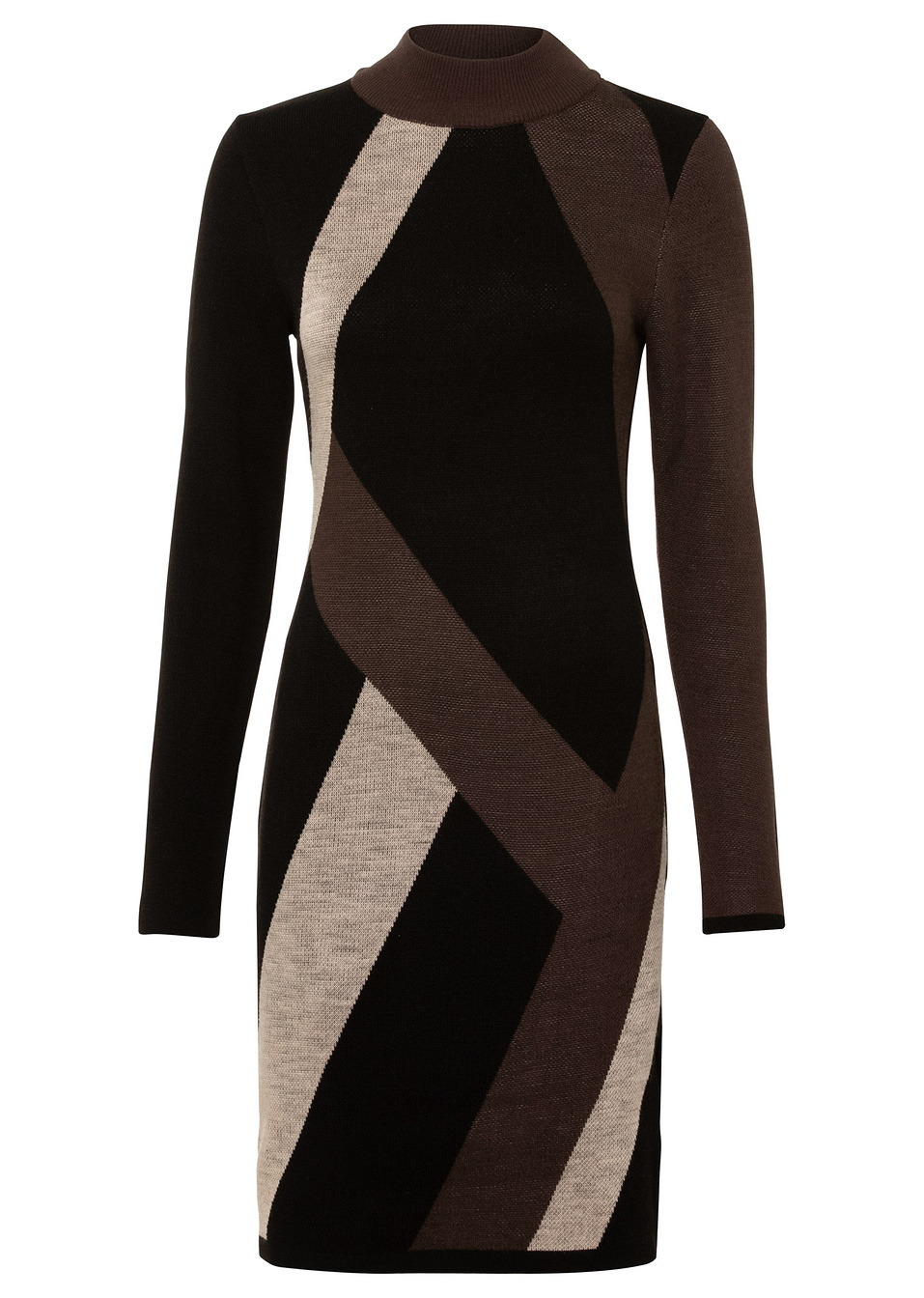 Πλεκτό φόρεμα-Μαύρο/Μπορντό-BODYFLIRT boutique