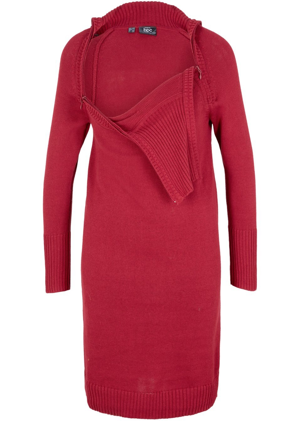 Πλεκτό φόρεμα εγκυμοσύνης και θηλασμού με φερμουάρ-Κόκκινο του ηλιοβασιλέματος-bpc bonprix collection