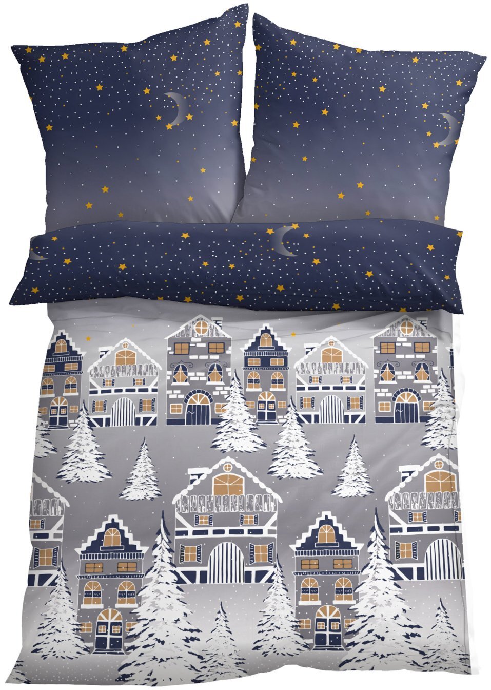 Παπλωματοθήκη με χειμωνιάτικο σχέδιο-Μπλε-bpc living