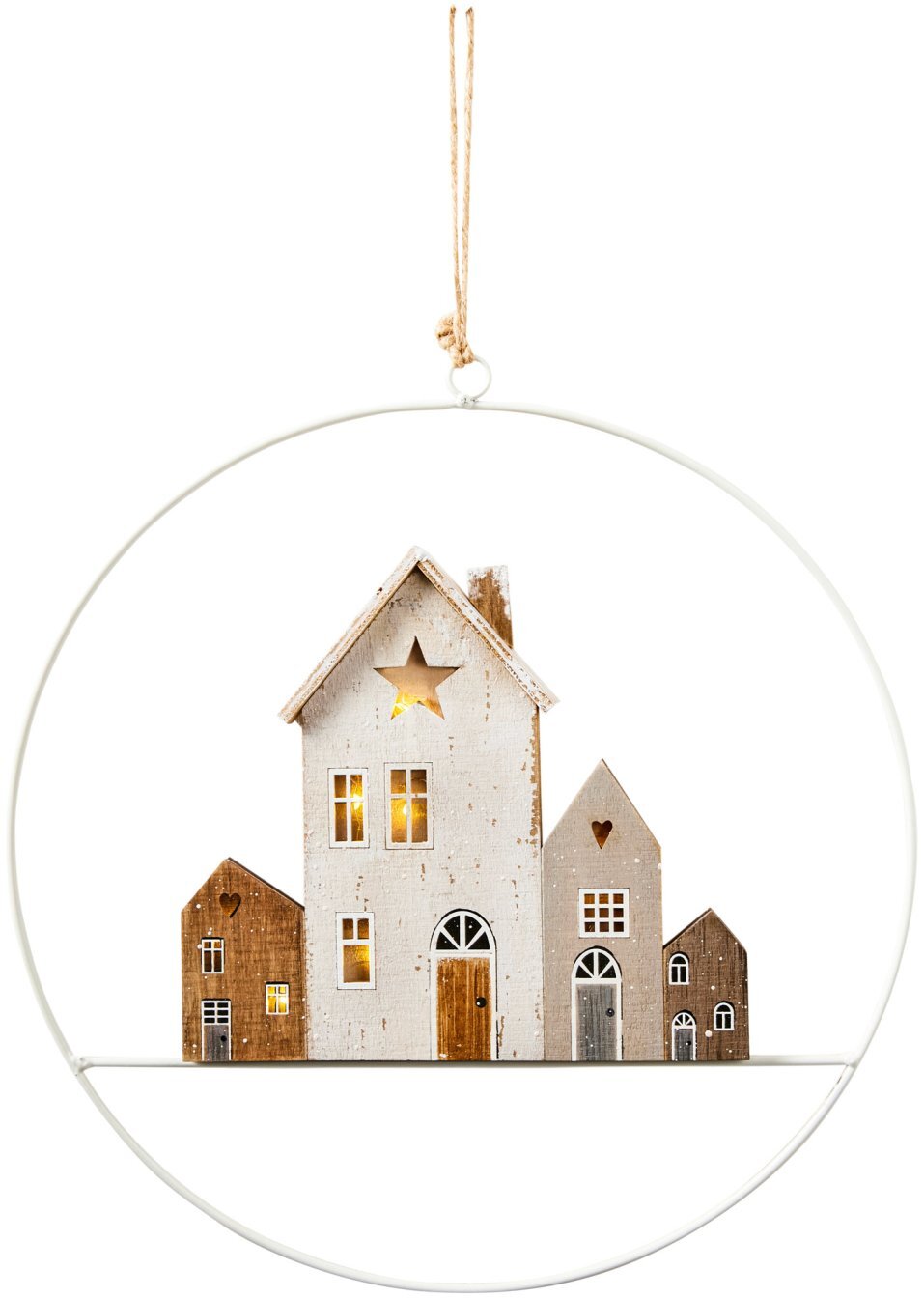 Висяща украса с LED с форма на къщичка-Натурално-bpc living