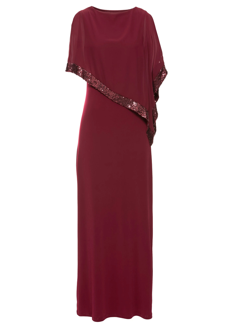 Μακρύ φόρεμα με παγιέτες-Κόκκινο σκούρο-BODYFLIRT boutique