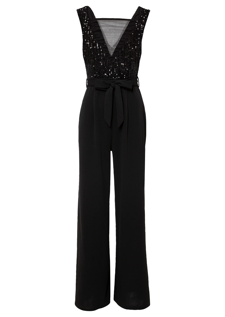 Вечерен гащеризон с пайети-Черно-BODYFLIRT boutique