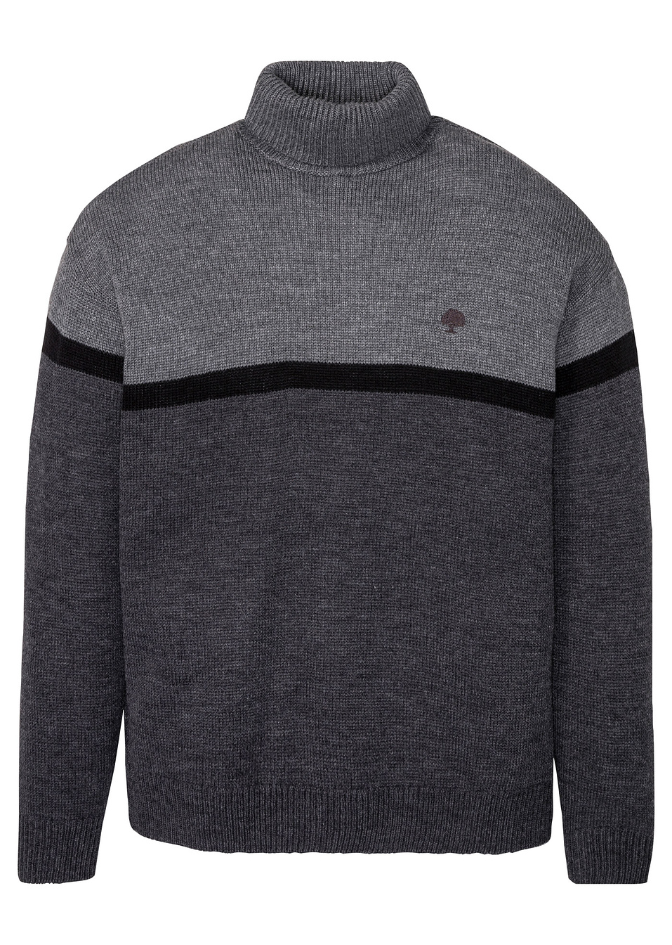 Πουλόβερ με ψηλό λαιμό-Γκρι/Μαύρο/Ανθρακί μελανζέ-bpc selection