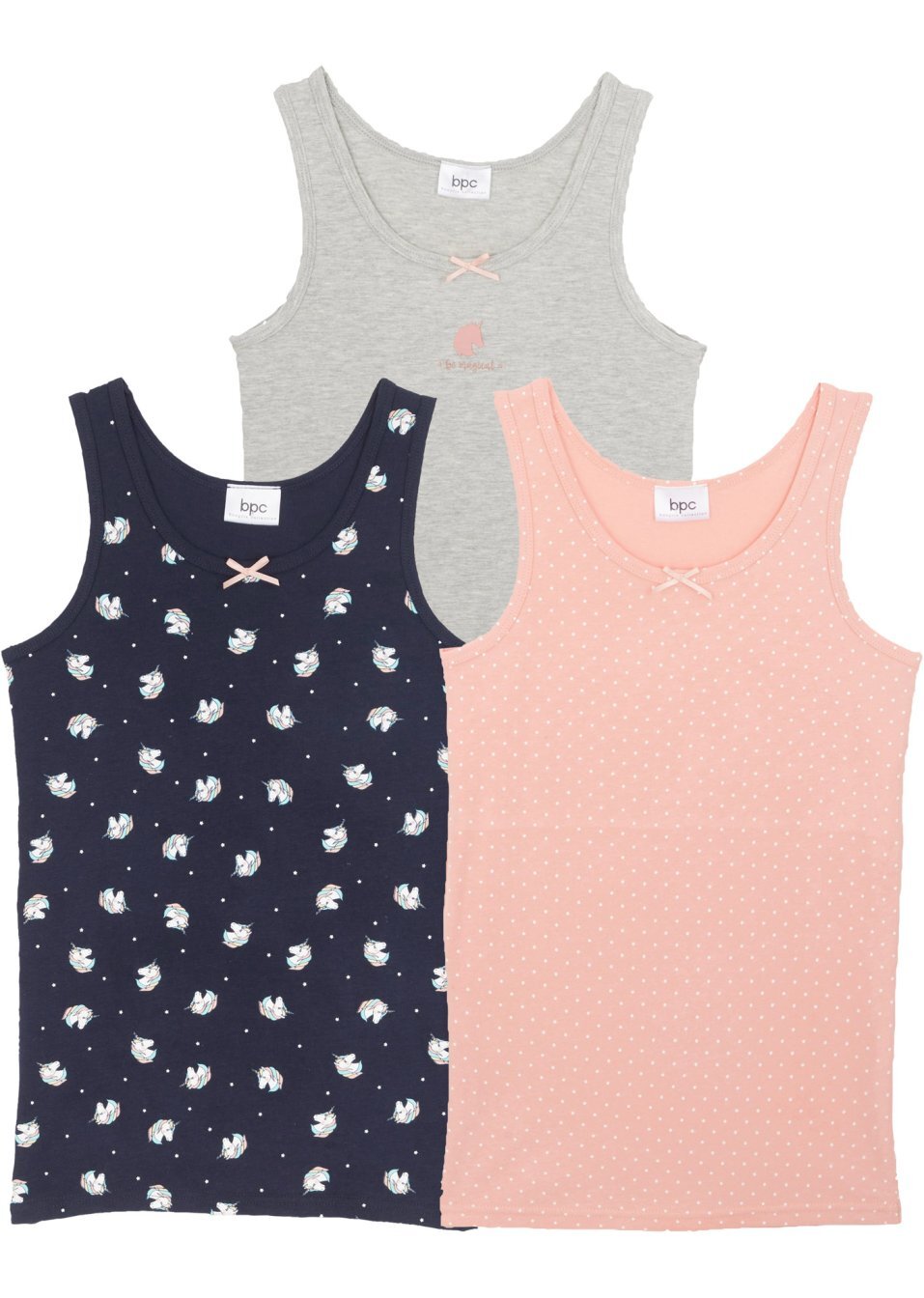 Φανελάκι (συσκευασία των 3)-Μπλε σκούρο/Γκρι ανοιχτό μελανζέ/Κοραλλί ανοιχτό-bpc bonprix collection
