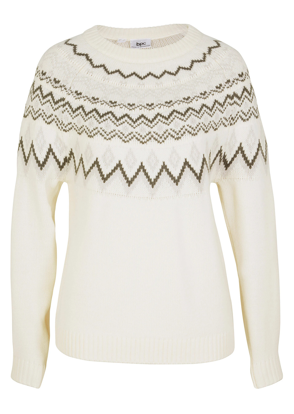 Νορβηγικό πουλόβερ-Λευκό κρεμ-bpc bonprix collection
