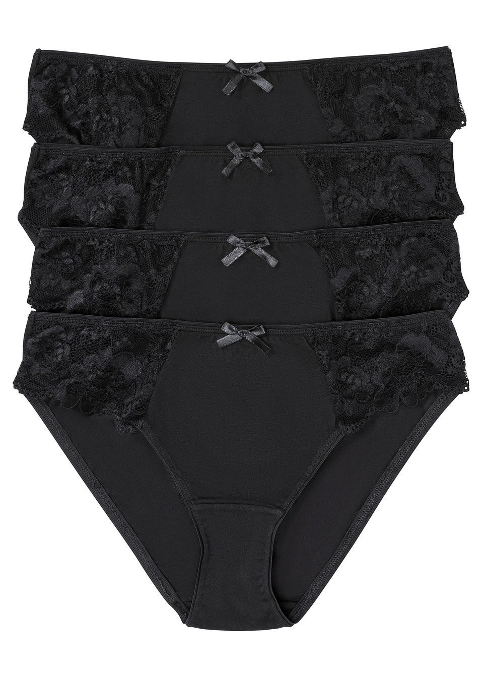 Σλιπ με δαντέλα (συσκευασία των 4)-Μαύρο-bpc bonprix collection