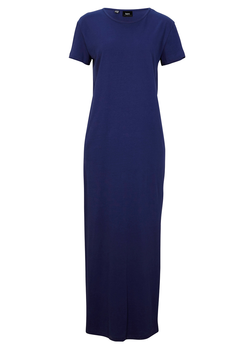 Μακρύ βαμβακερό φόρεμα με σκίσιμο-Μπλε της νύχτας-bpc bonprix collection