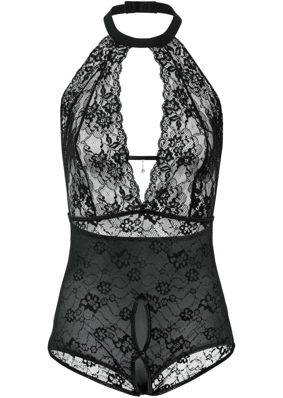 Κορμάκι με στρινγκ ouvert-Μαύρο-1245