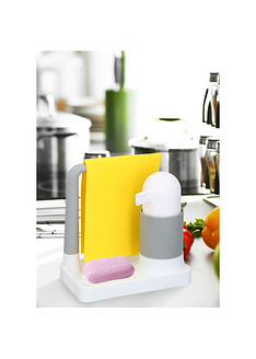 Βάση με δοχείο σαπουνιού κουζίνας Alpina 350 ml πλαστικό λευκό / γκρι 20x12x19,5 εκ. 126524-Euronova