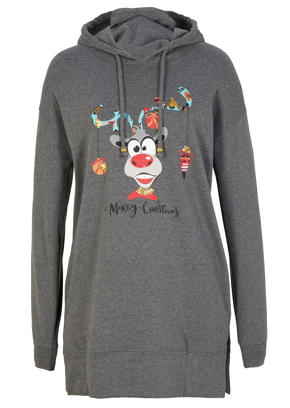 Μακρύ φούτερ με κουκούλα-Γκρι μελανζέ-bpc bonprix collection