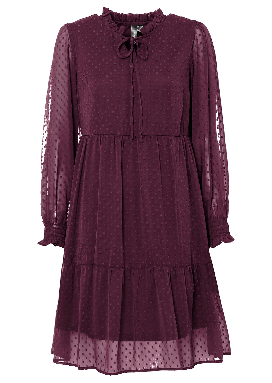 Φόρεμα με mesh-Μπορντό-RAINBOW