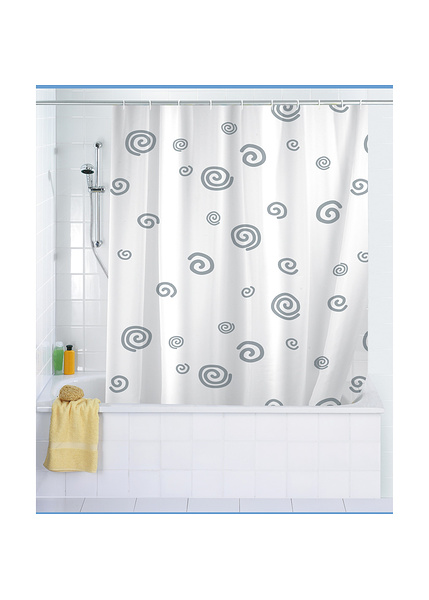 Κουρτίνα μπάνιου Snail λευκό / γκρι πολυέστερ 180x200 εκ. 19155100-Wenko