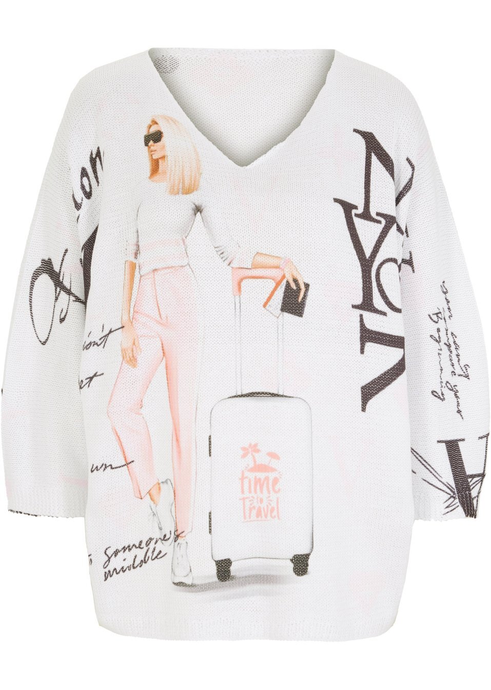 Πουλόβερ-Λευκό εμπριμέ-bpc selection