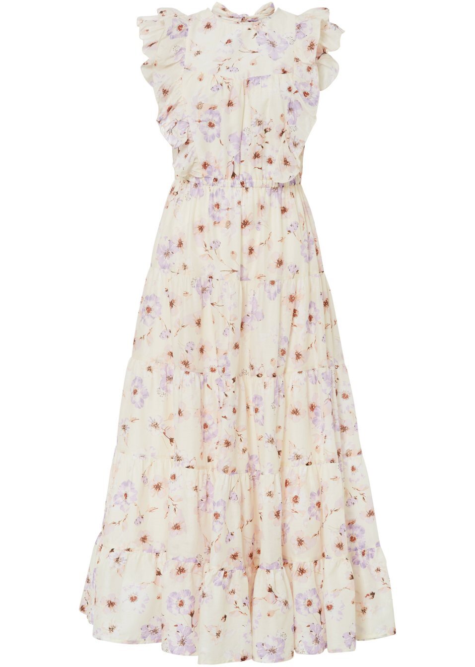 Μακρύ φόρεμα-Μπεζ/Λιλά ανοιχτό φλοράλ-BODYFLIRT