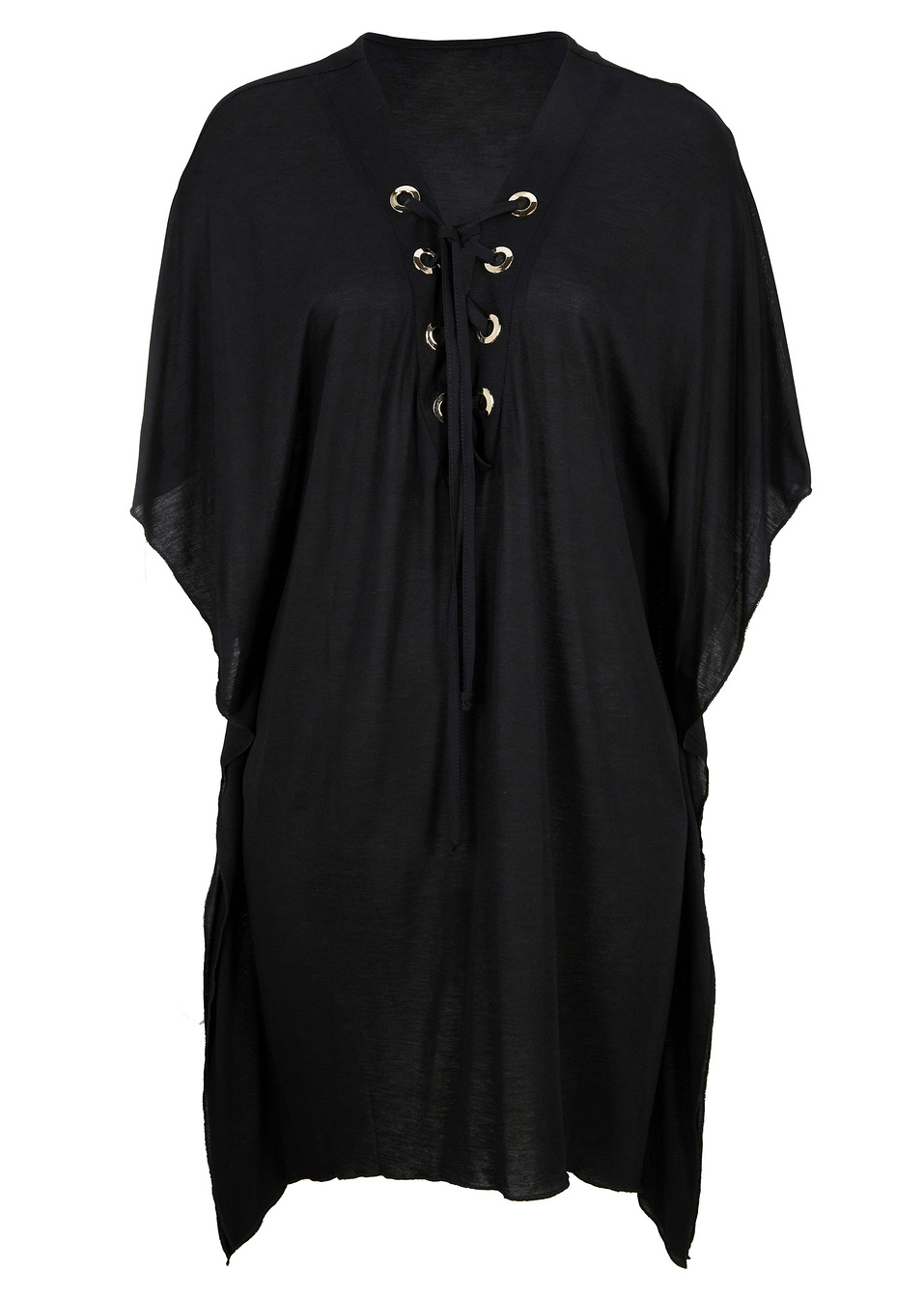Φόρεμα τουνίκ για την παραλία από βιώσιμη βισκόζη-Μαύρο-bpc selection