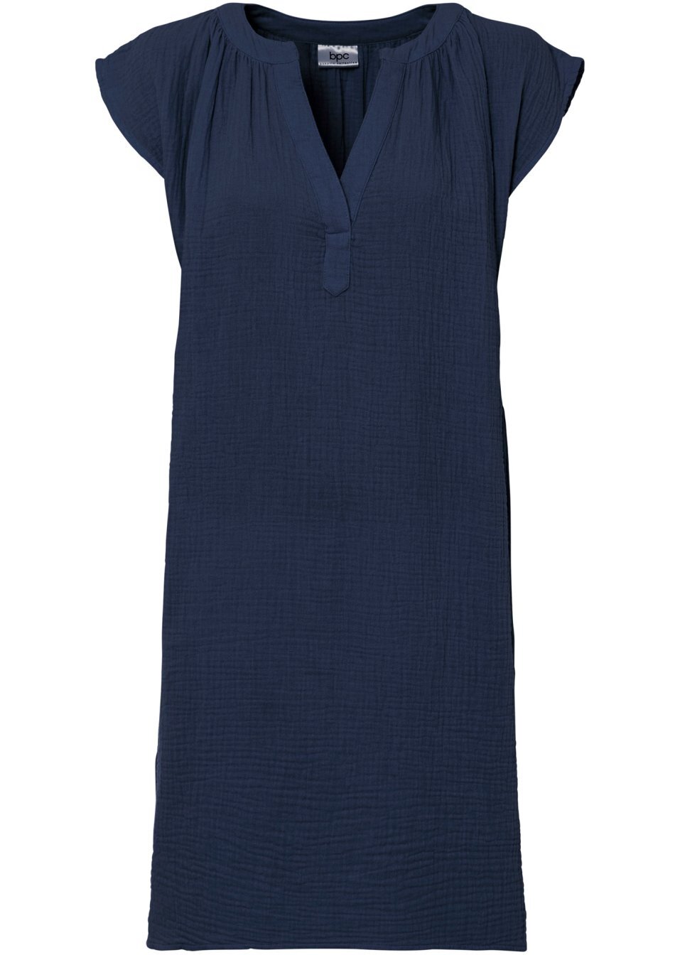 Φόρεμα από βαμβακερή μουσελίνα-Μπλε σκούρο-bpc bonprix collection