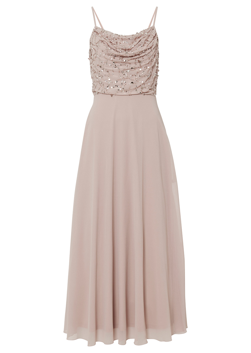 Μακρύ φόρεμα με πέρλες-Ροζ ανοιχτό-BODYFLIRT