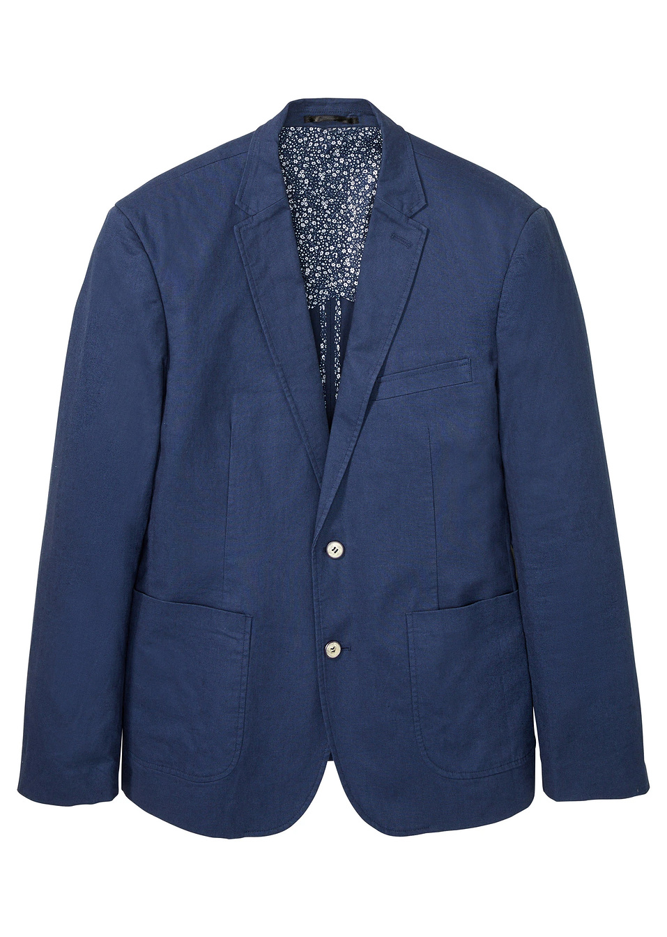Κομψό σακάκι με λινό-Μπλε σκούρο-bpc selection