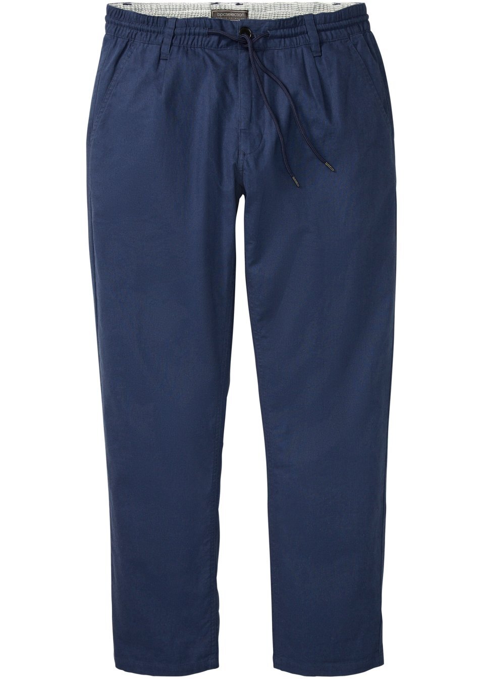 Λινό παντελόνι chino με λάστιχο στη μέση-Μπλε σκούρο-bpc selection