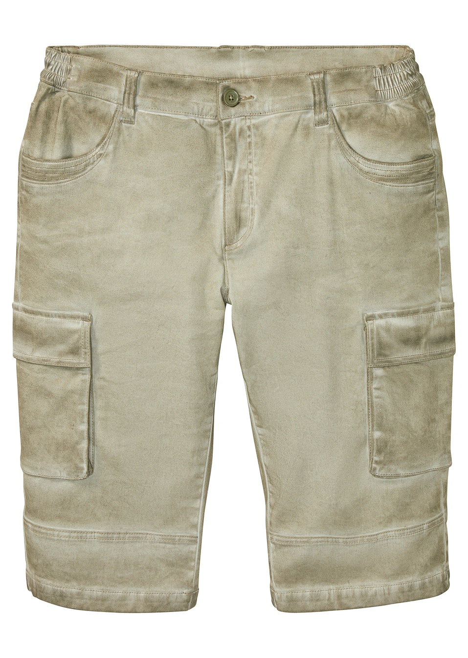 Μακριά ελαστική βερμούδα cargo σε γραμμή comfort-Χακί σκούρο-bpc bonprix collection