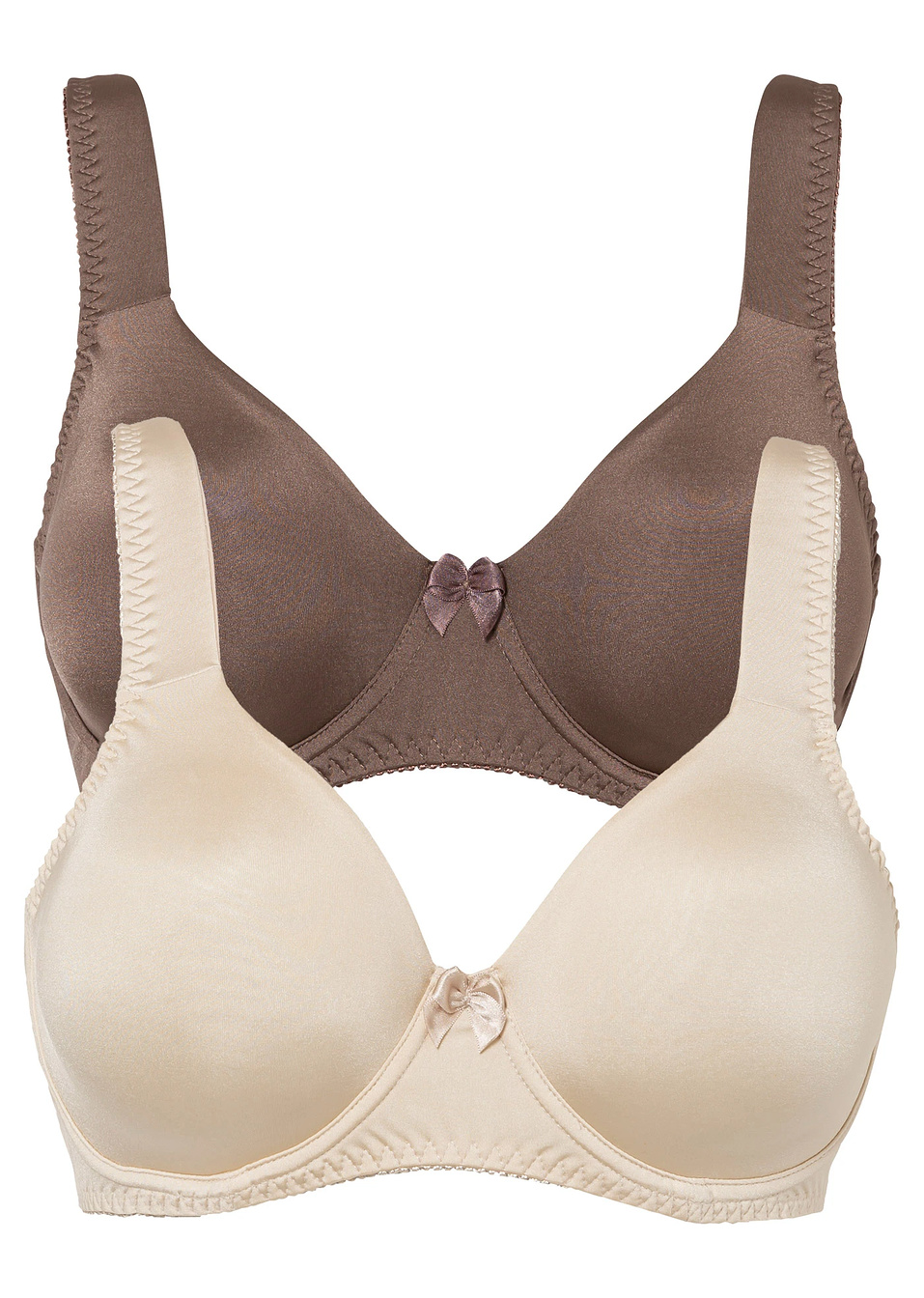 Σουτιέν t-shirt με μπανέλα από γυαλιστερό ύφασμα-Καφέ σβησμένο + Της άμμου-bpc bonprix collection