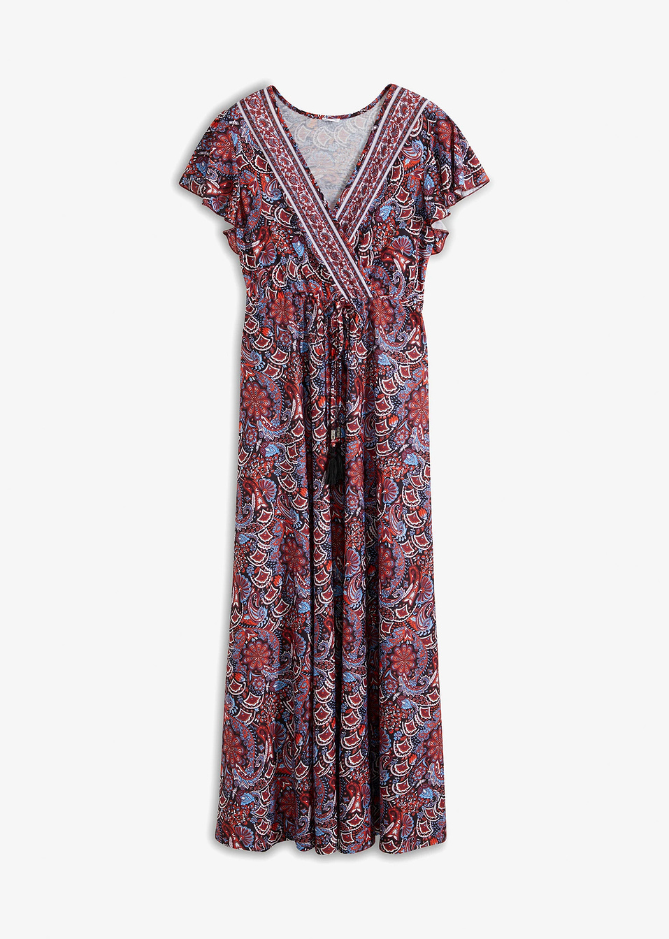 Μακρύ εμπριμέ φόρεμα-Μπλε/Πορτοκαλί-BODYFLIRT