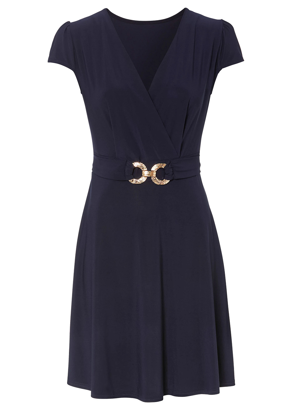 Φόρεμα με αγκράφα στη μέση-Μπλε σκούρο-BODYFLIRT