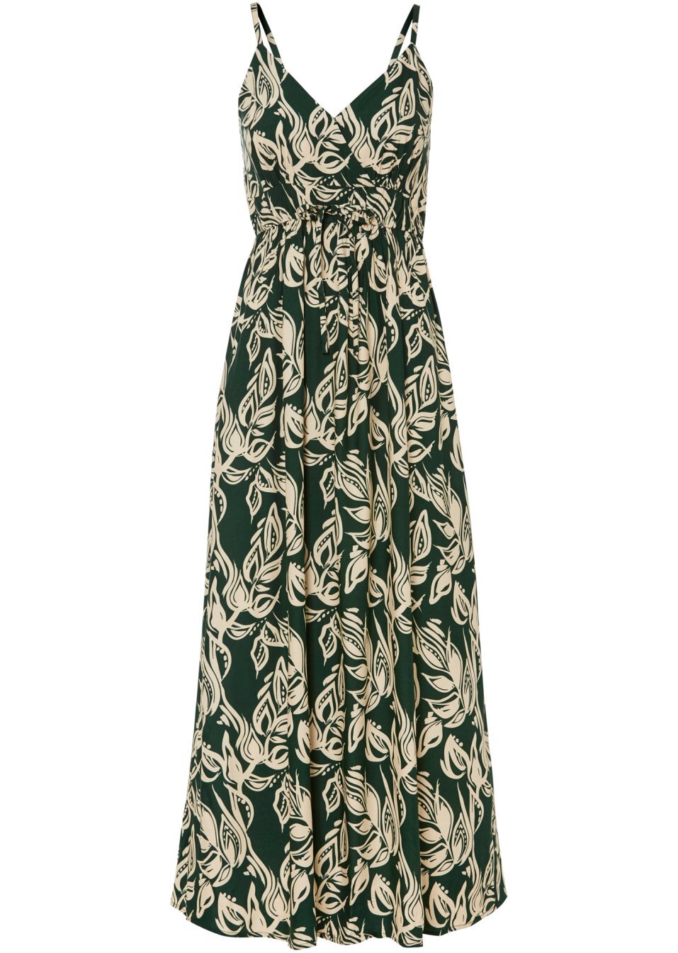 Μακρύ φόρεμα-Πράσινο σκούρο/Της άμμου εμπριμέ-BODYFLIRT