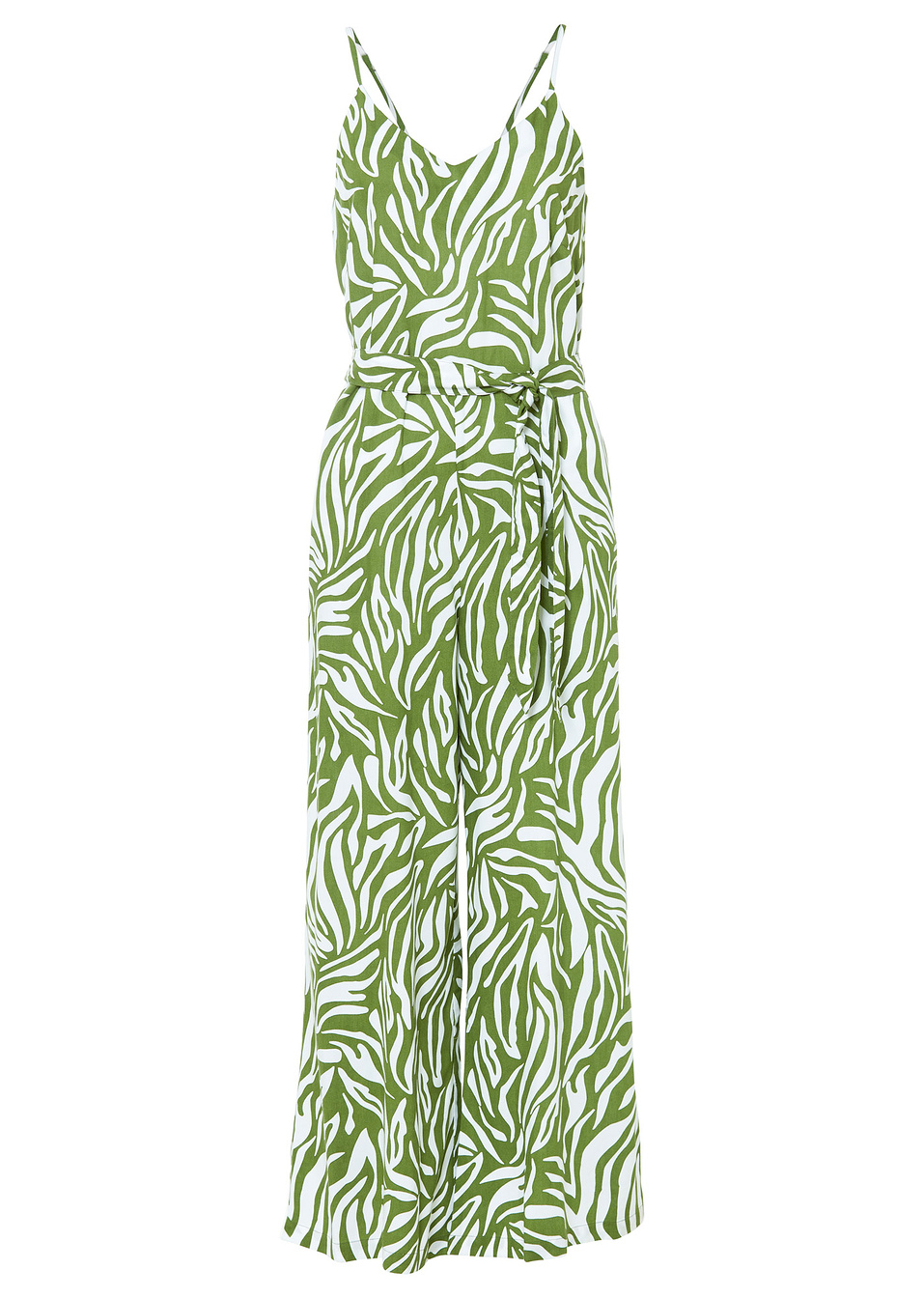 Ολόσωμη φόρμα από βιώσιμη βισκόζη-Πράσινο του δάσους/Λευκό ζεβρέ-RAINBOW