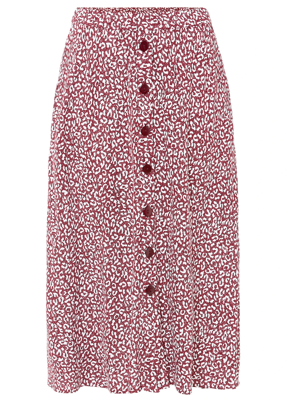 Φούστα από βισκόζη με τσέπες και άνετο ζωνάκι-Του μούρου σκούρο/Λευκό λεοπάρ-bpc bonprix collection