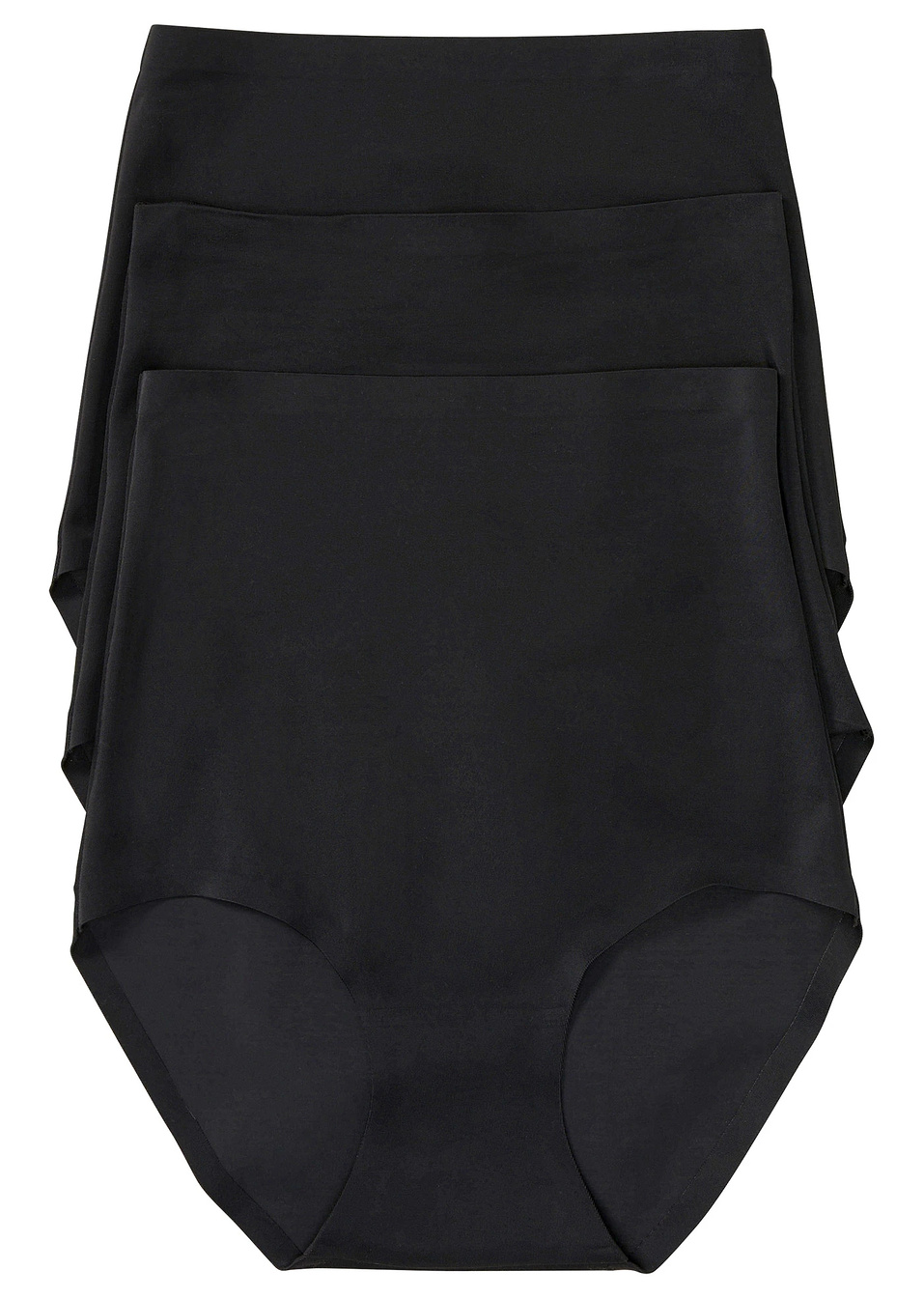 Бикини с широка странична част и среден оформящ ефект (опаковка с 3 бр.)-Черно-