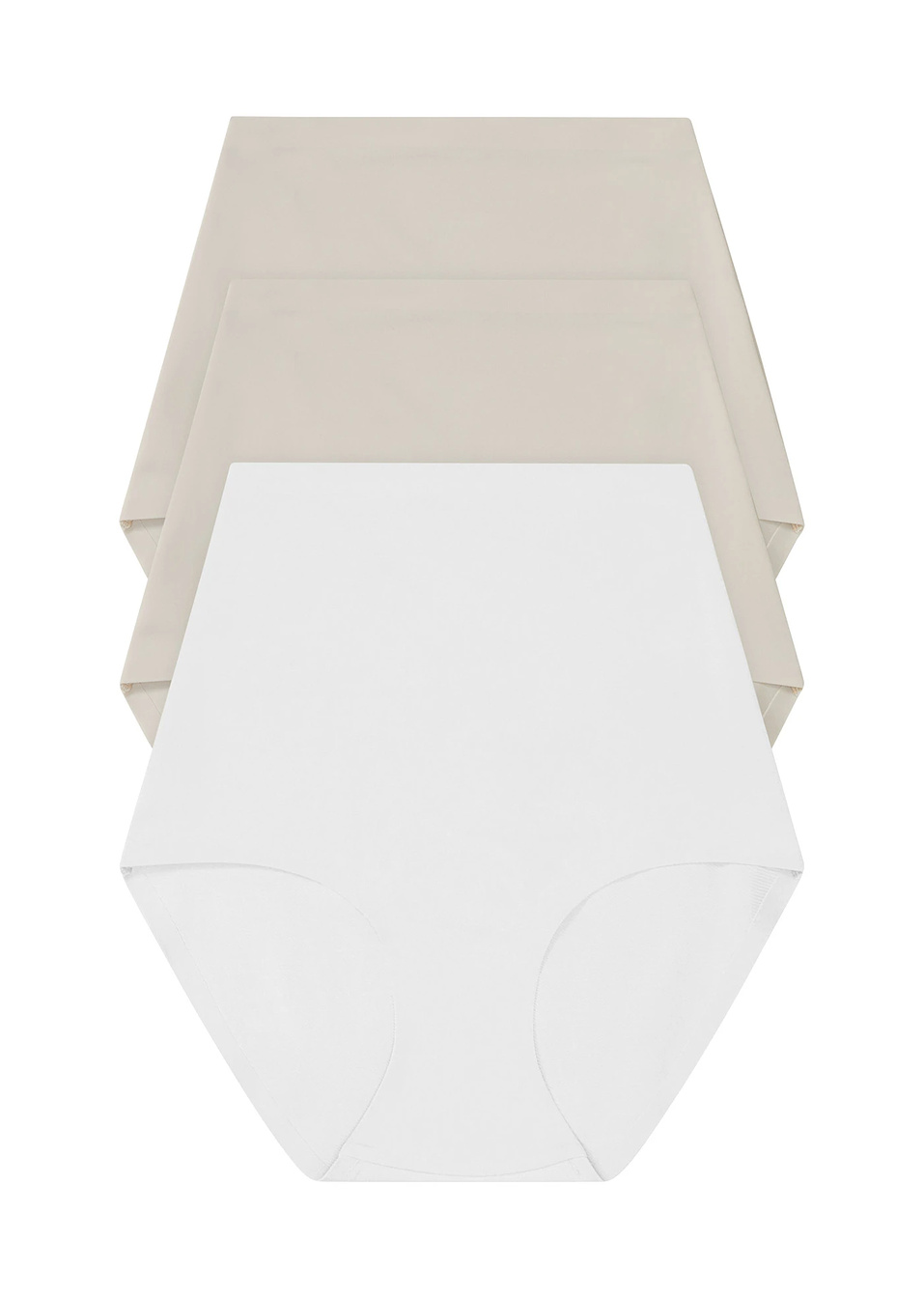 Φαρδύ σλιπ με μεσαίο αποτέλεσμα σμίλευσης (συσκευασία των 3)-2 μπεζ + Λευκό-