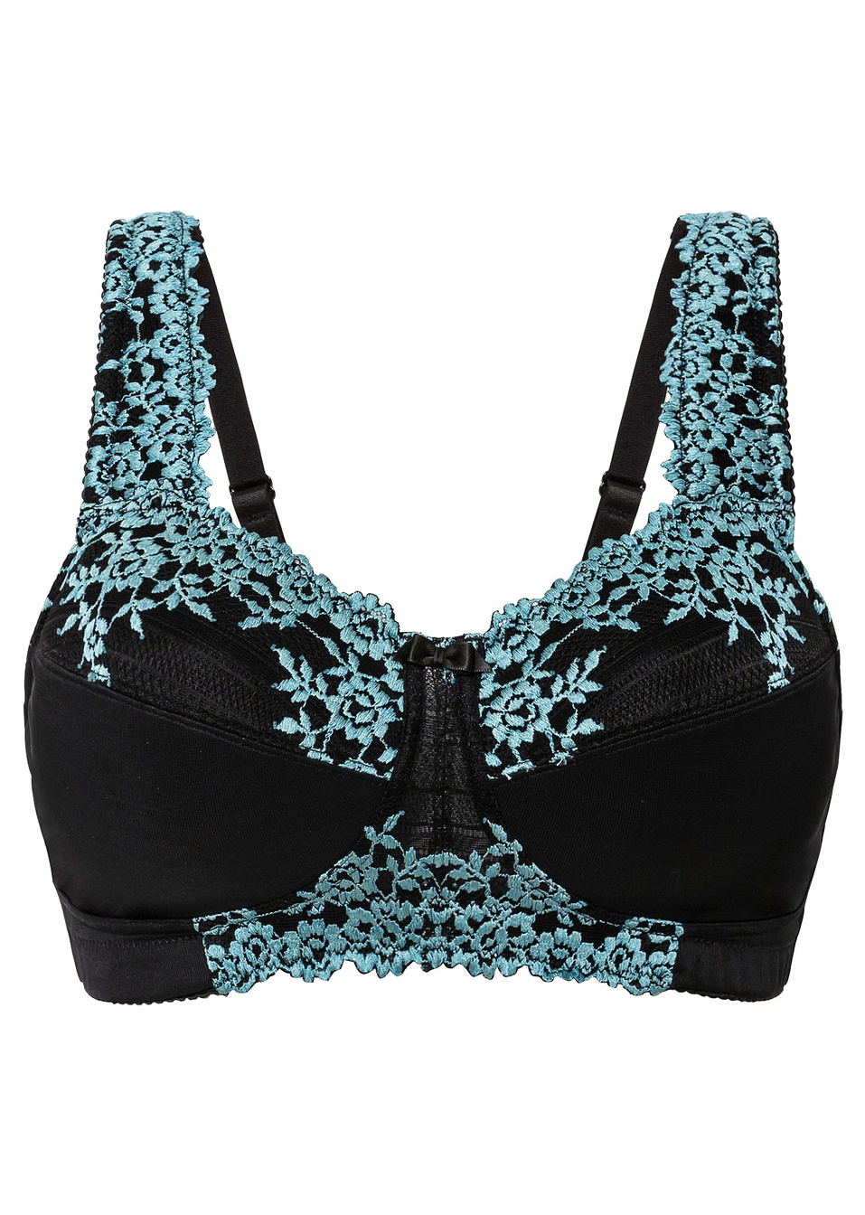 Σουτιέν σύσφιγξης χωρίς μπανέλα-Μαύρο/Τιρκουάζ σβησμένο-bpc selection