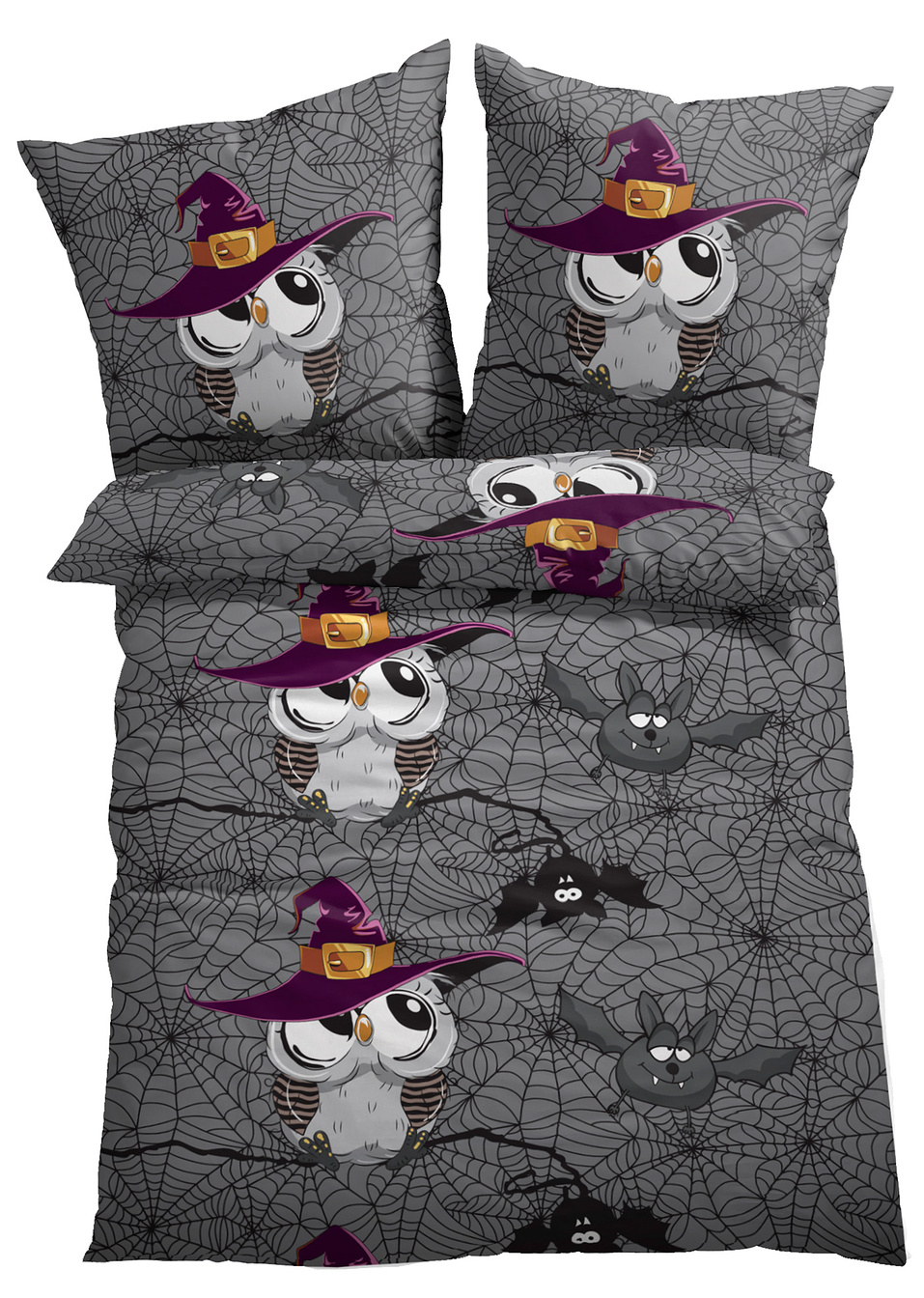 Παπλωματοθήκη με κουκουβάγιες-Γκρι-bpc living