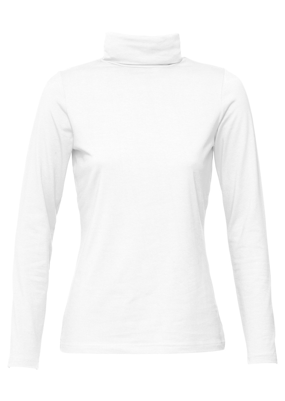 Ελαστική μακρυμάνικη μπλούζα με ψηλό λαιμό-Λευκό-bpc bonprix collection