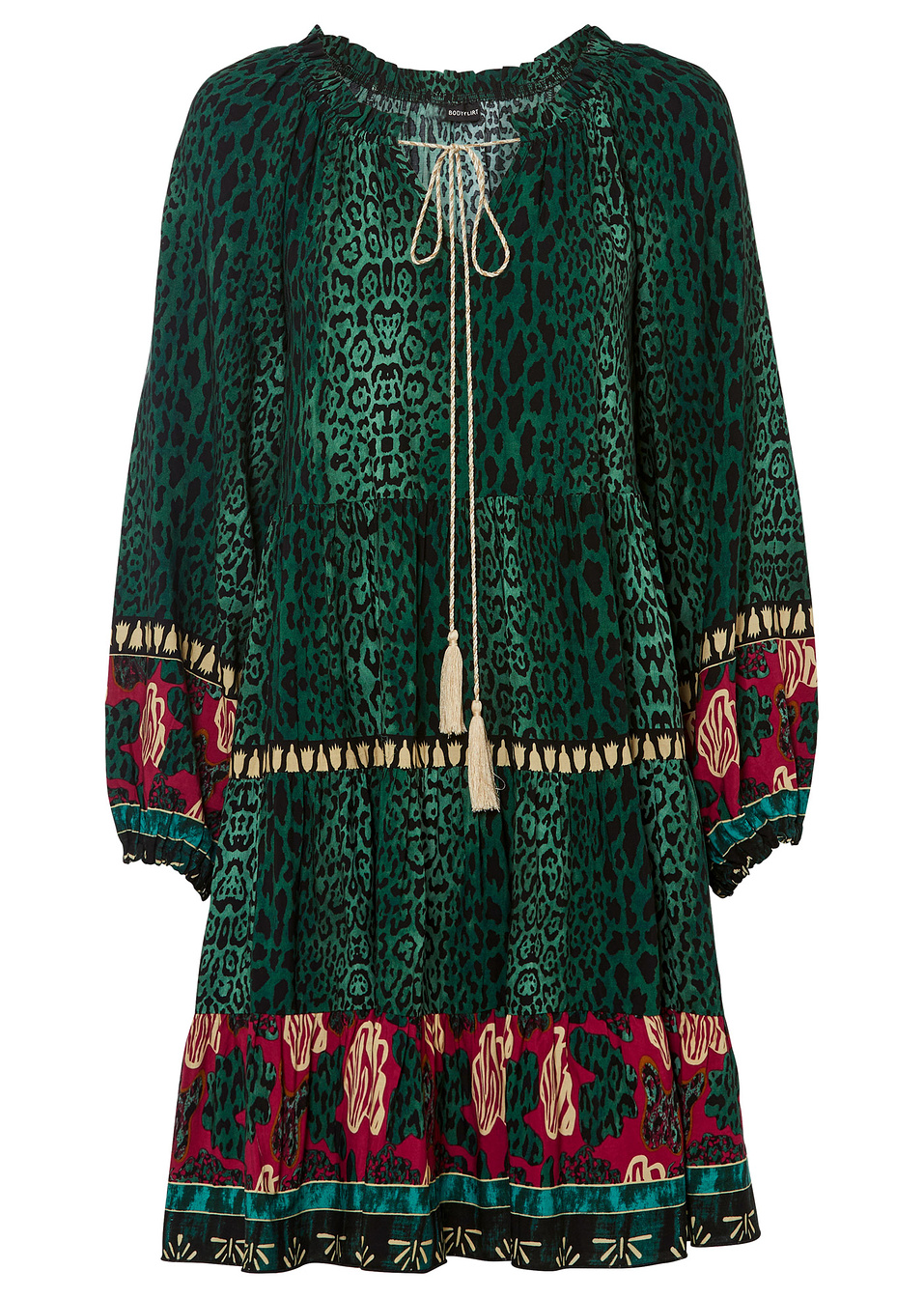 Εμπριμέ φόρεμα τουνίκ-Πράσινο σκούρο λεοπάρ-BODYFLIRT