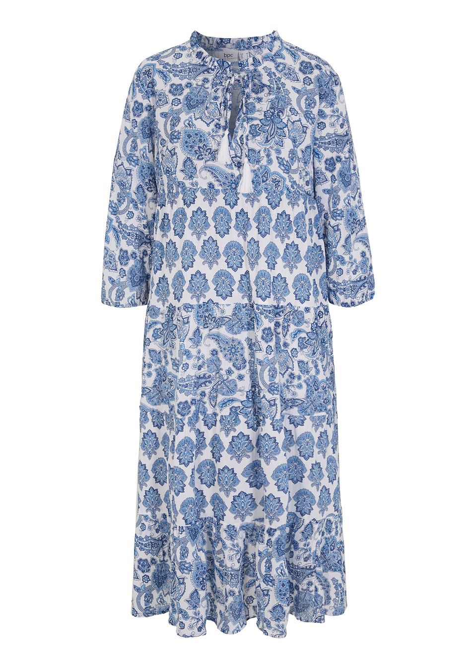 Βαμβακερό φόρεμα crinkle με τσέπες-Ουρανί/Λευκό/Μπλε μωβ paisley-bpc bonprix collection