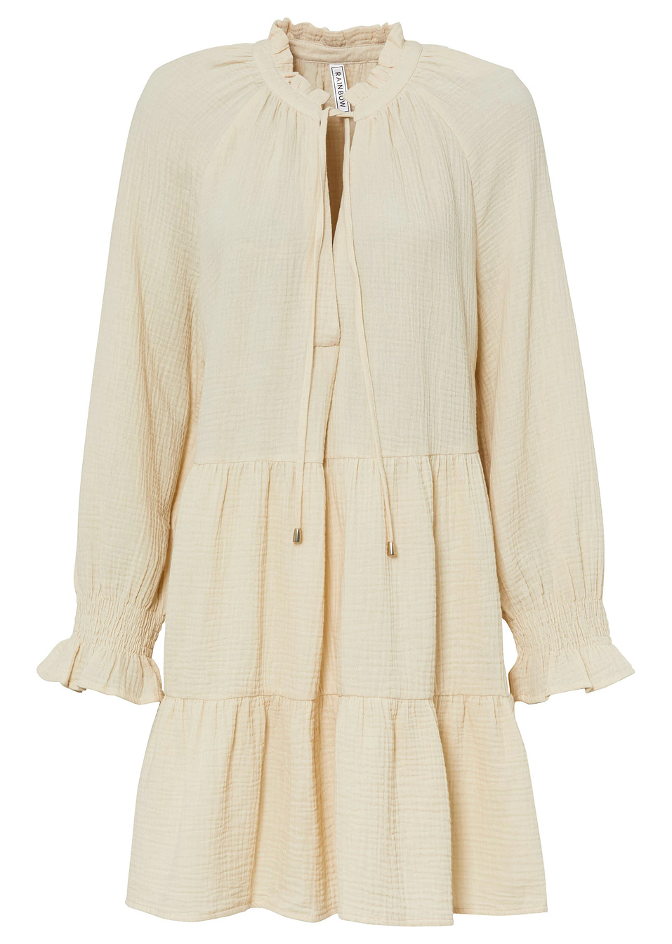 Φόρεμα από μουσελίνα-Μπεζ του χαλικιού-RAINBOW