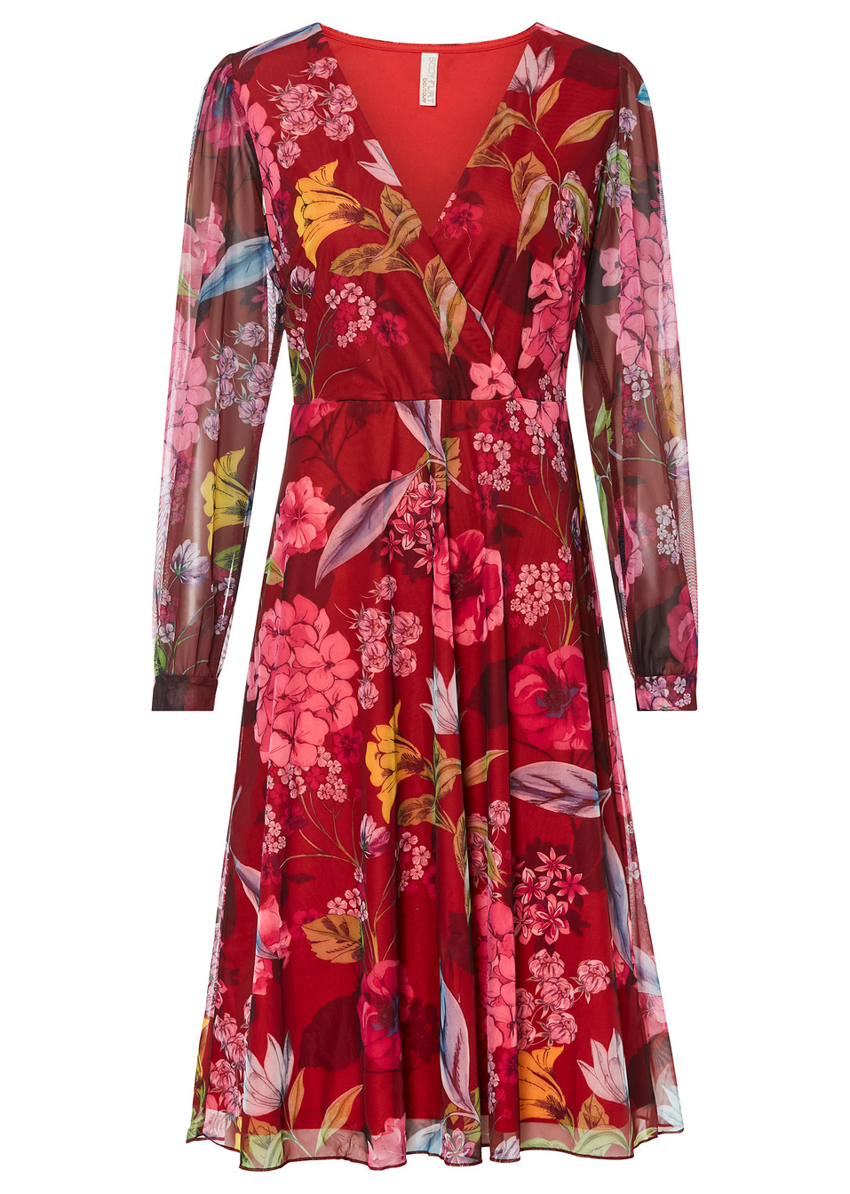 Φλοράλ φόρεμα-Μπορντό/Φούξια φλοράλ-BODYFLIRT boutique