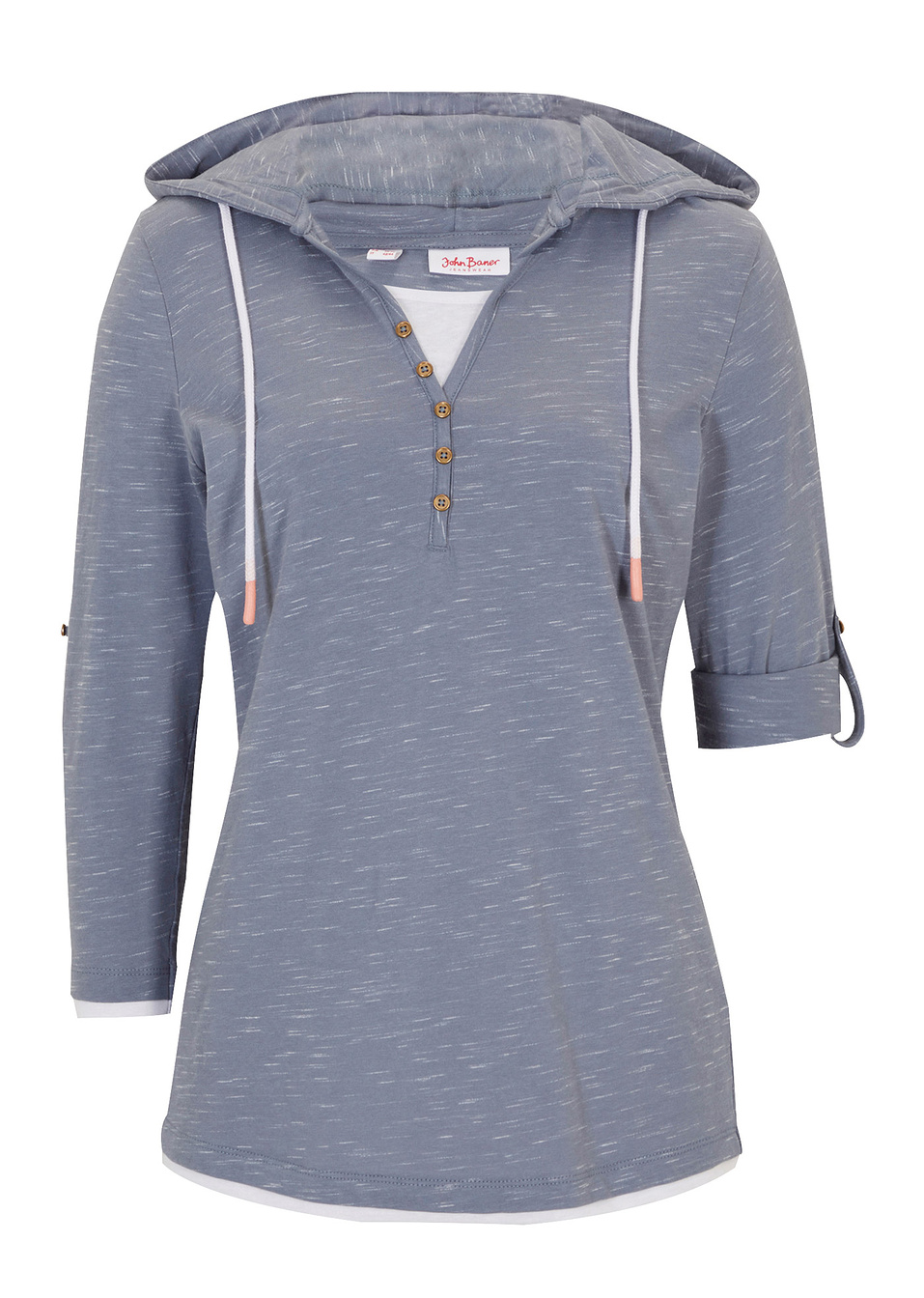 Μπλούζα με κουκούλα-Μπλε φιμέ/Λευκό μελανζέ-John Baner JEANSWEAR