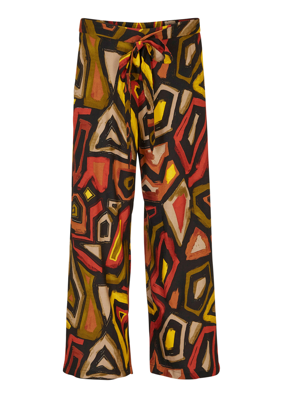 Ζιπ κιλότ από βιώσιμη βισκόζη-Κόκκινο βαθύ/Μαύρο εμπριμέ-bpc selection