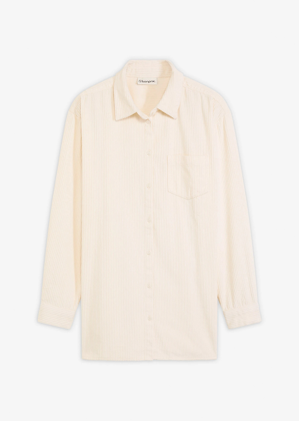 Βαμβακερό κοτλέ πουκάμισο-Λευκό περλέ-bpc bonprix collection