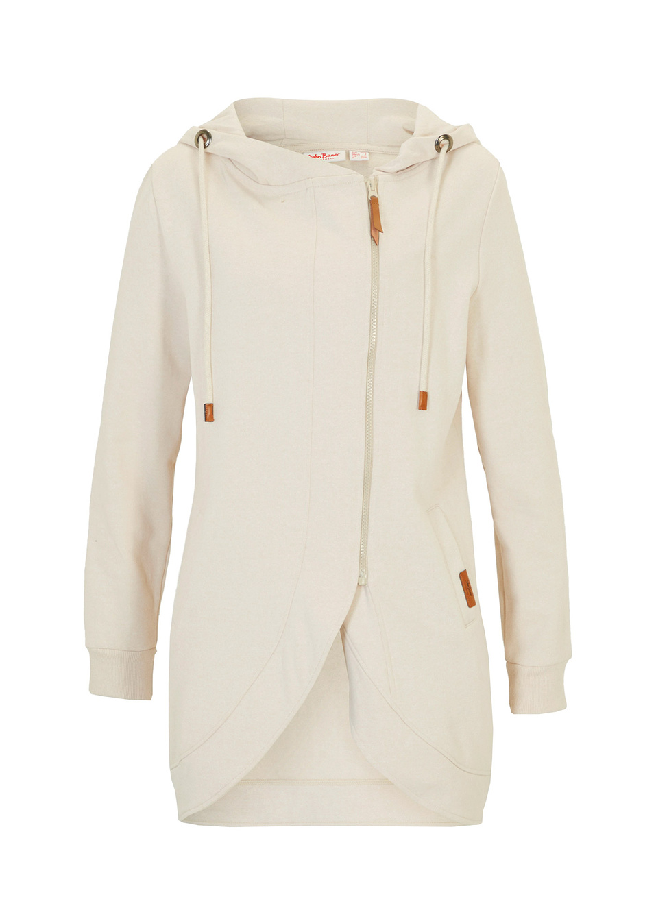 Ζακέτα φούτερ με φερμουάρ και κουκούλα-Μπεζ μελανζέ-John Baner JEANSWEAR