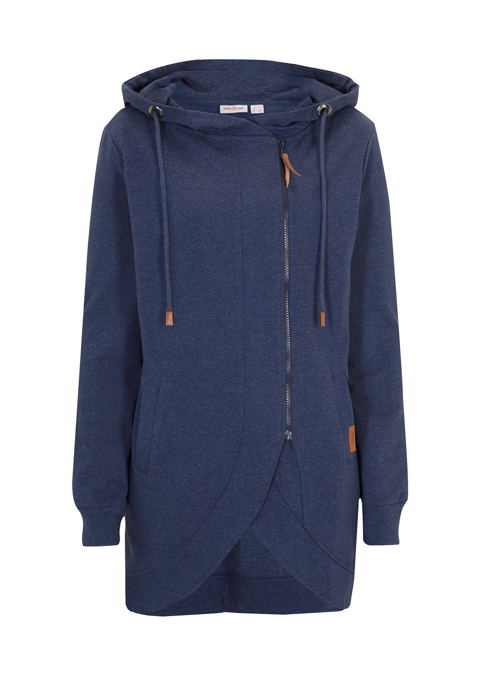 Ζακέτα φούτερ με φερμουάρ και κουκούλα-Μπλε σκούρο μελανζέ-John Baner JEANSWEAR