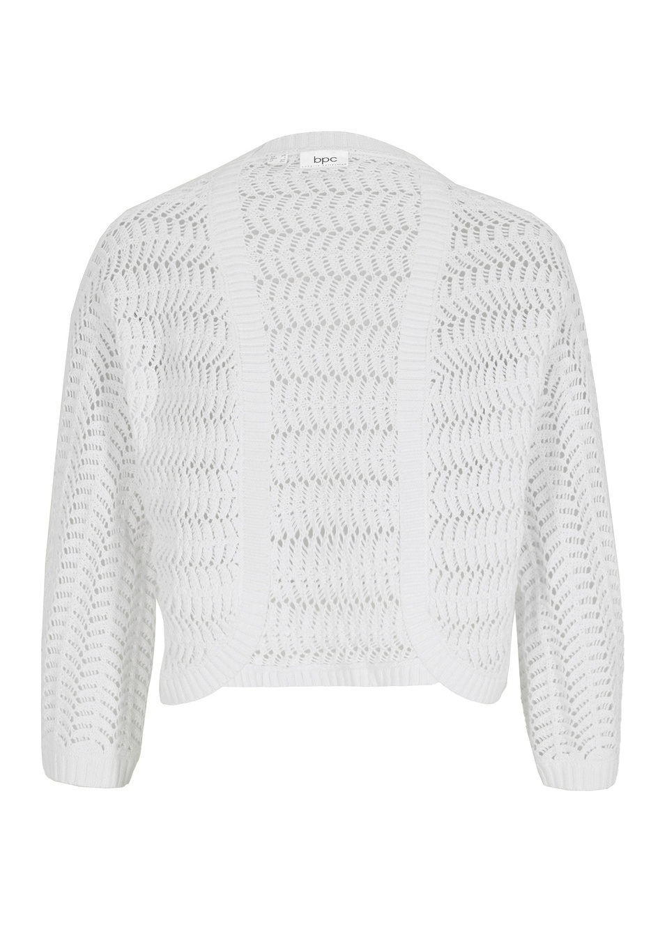 Μπολερό με μεσαία μανίκια και crochet look-Λευκό-bpc bonprix collection