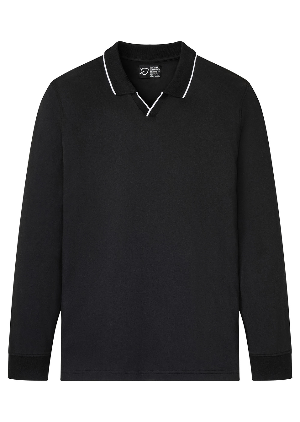 Μακρυμάνικο πόλο από βιολογικό βαμβάκι-Μαύρο-bpc selection