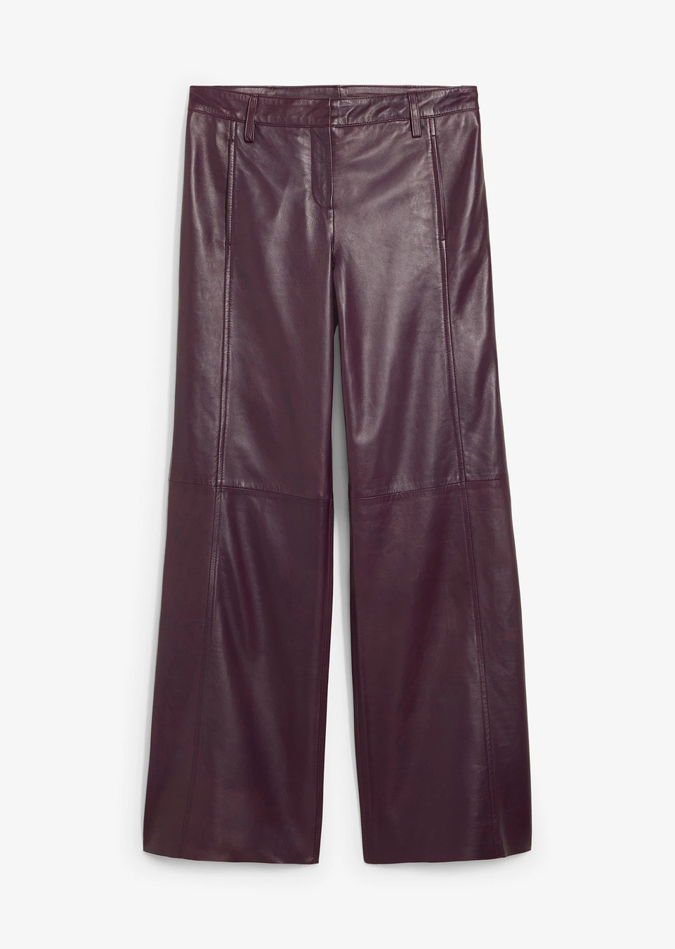 Φαρδύ δερμάτινο παντελόνι-Μπορντό-bpc selection premium