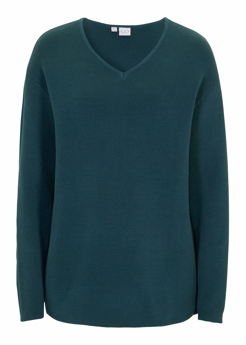 Πουλόβερ ριμπ Premium basic με λαιμόκοψη V-Πράσινο του πιπεριού-bpc bonprix collection