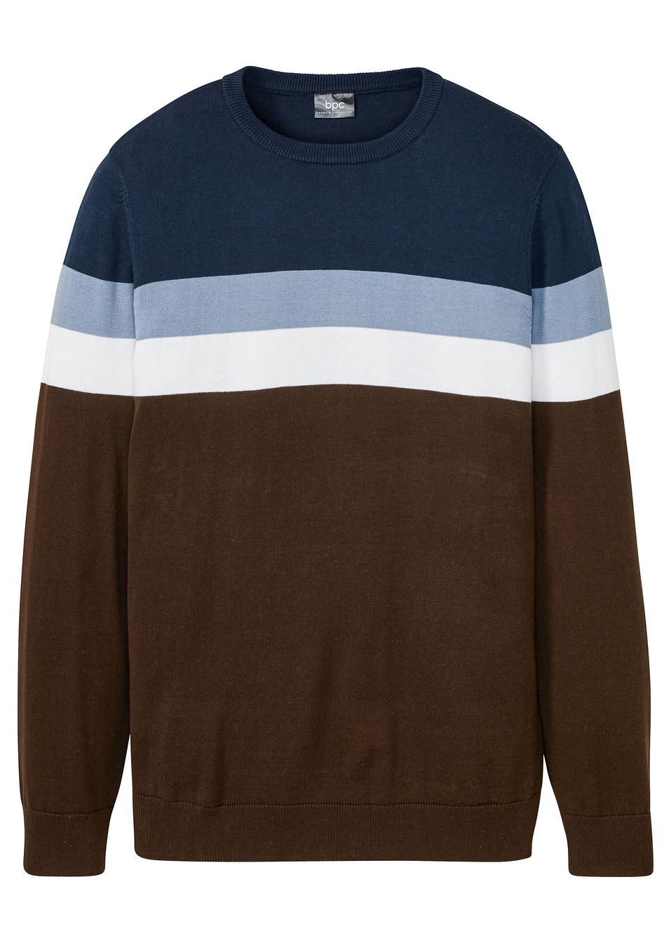 Πουλόβερ σε γραμμή comfort-Μπλε σκούρο/Καφέ σκούρο ριγέ-bpc bonprix collection