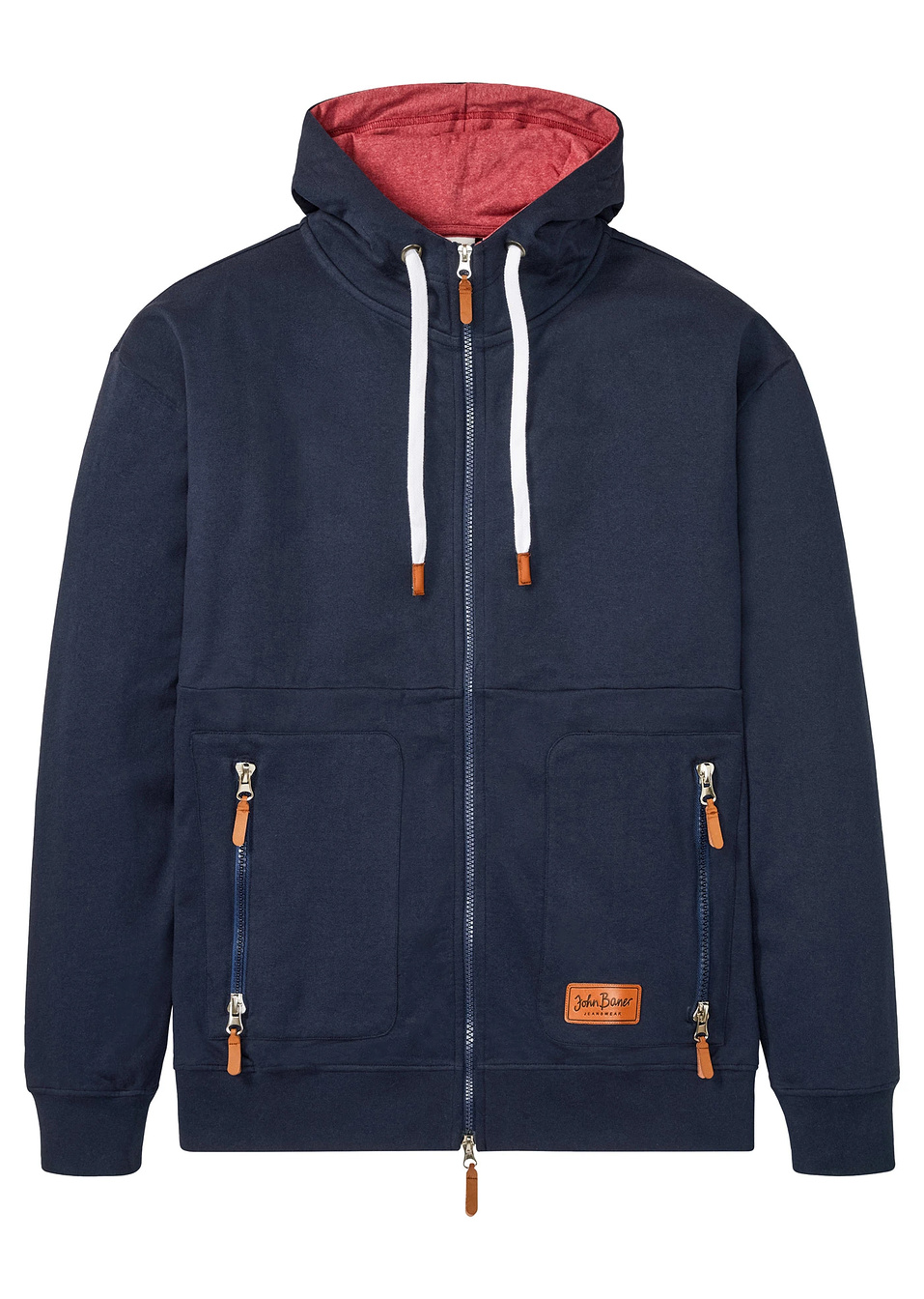Суитчър с цип и качулка-Тъмно синьо-John Baner JEANSWEAR